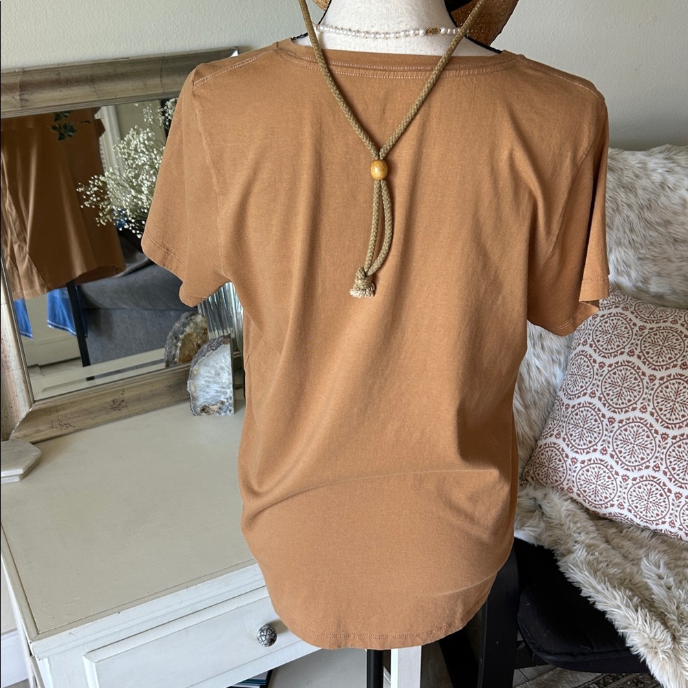 J. crew fall sequin leaf collectors Tee cotton tan, brown, green tee shirt L - Picture 9 of 11